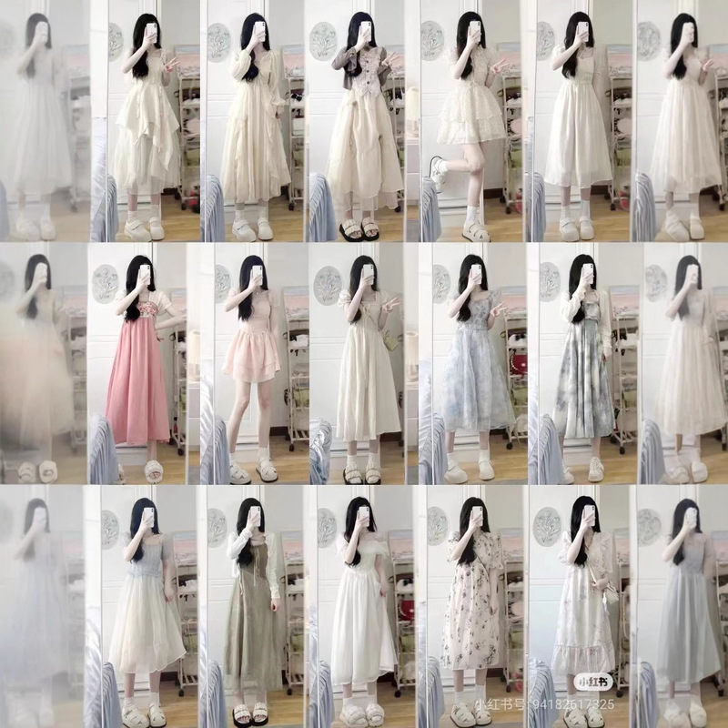 2025 夏の新 13 行女性のインターネット有名人の甘いスタイルのスカートドレス女性の夏の女の子のスカート卸売|undefined