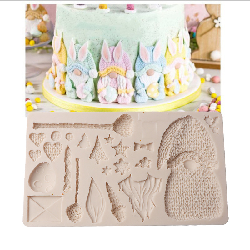 Navidad vestir-up fondant molde de silicona europeo enano lana bola ritmo seco pastel de chocolate molde para hornear