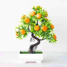 仿真水果桔子盆栽小摆件人造假塑料花盆景办公客厅书桌装饰品