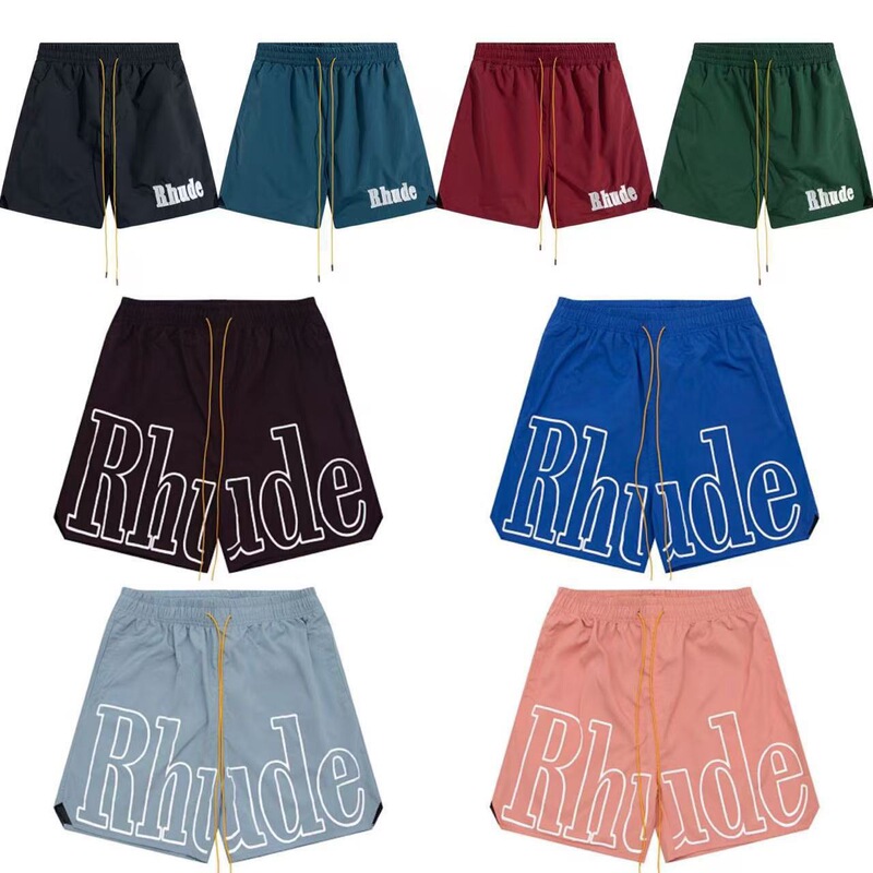 RHUDE shorts, high street fashion brand, drawstring, 3M letter reflective, hip-hop beach shorts, men's and women's hip-hop fashion RHUDE shorts, high street fashion brand, drawstring, 3M letter reflective, hip-hop beach shorts, men's and women's hip-hop fashion