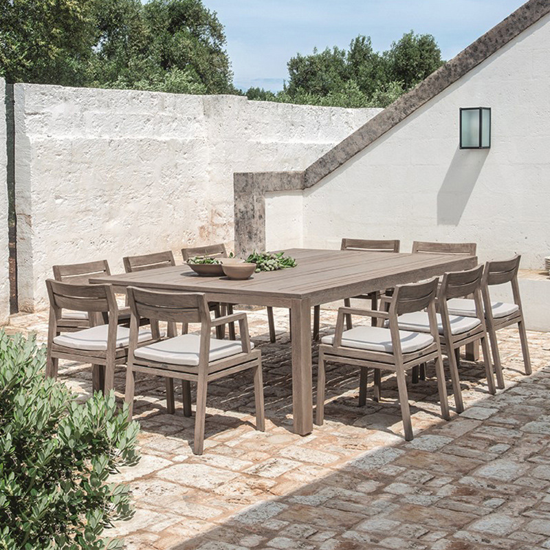 Mesas y sillas de exterior para ocio al aire libre, conjuntos de madera de teca para exteriores, muebles de madera maciza para patio, villa, jardín, terraza y solárium.