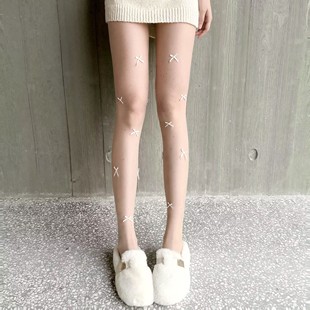 Cross-border White Flash Diamond Spice Girls Summer Thin Pantyhose Net Red Girl Bow Pure Desire Leg Stockings