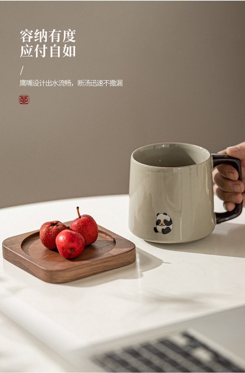 熊猫泡茶杯陶瓷茶水分离过滤带盖办公室水杯子女现代马克杯恒温器详情10