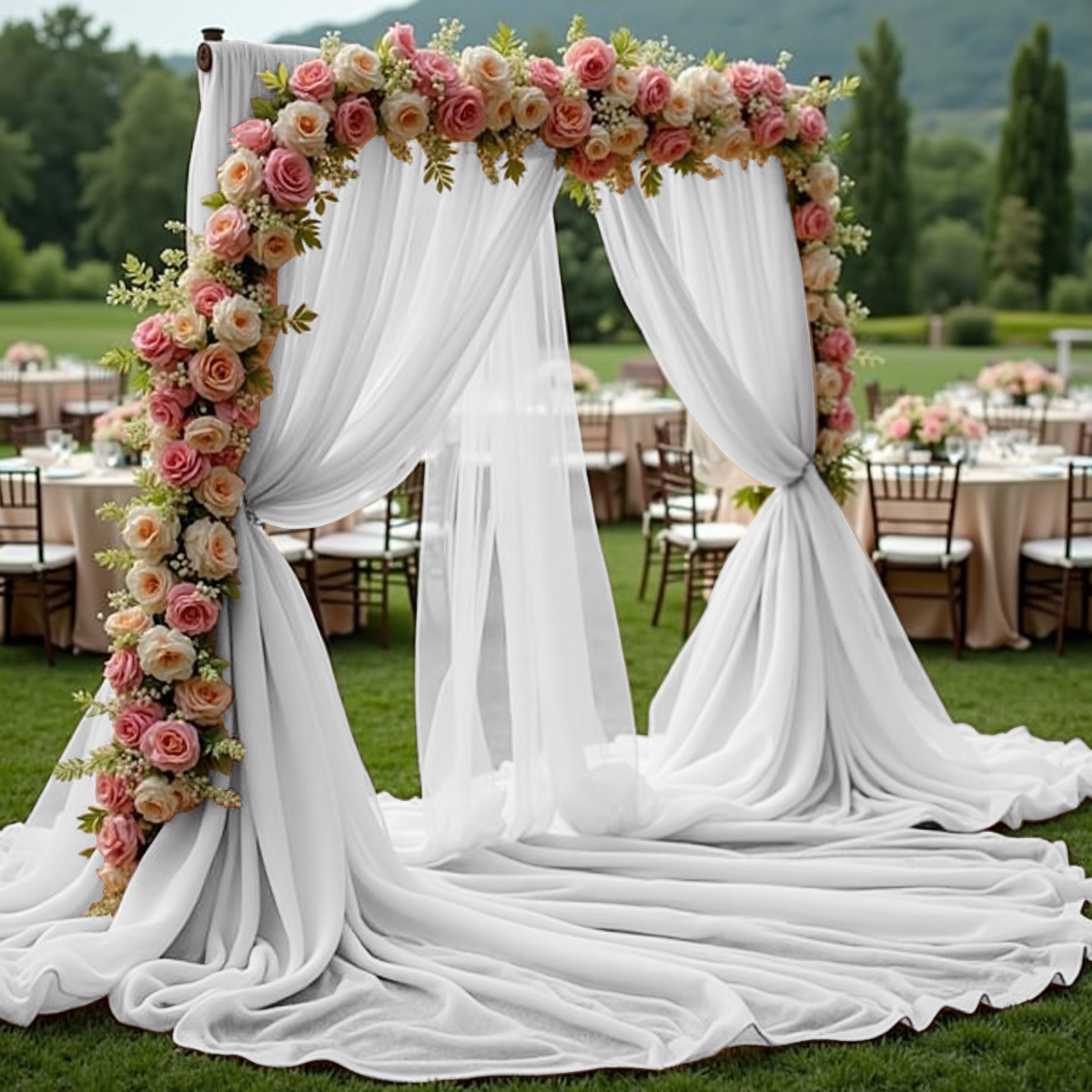 Amazon cross-border nueva pantalla de ventana de malla hexagonal decoración general boda al aire libre tiro malla fondo tela spot