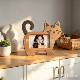 创意猫咪造型相框 可爱桌面摆件 呆萌宠物装饰相框 生日送礼异形