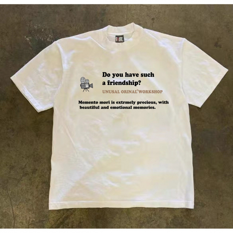 230g! Heavy Weightweight, Impermeable, Trendyy, Simple Printed Summer Short-Sleeved T-Shirt, Versatile Loose Top, Breathable