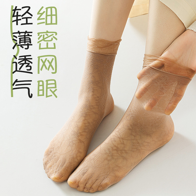 Medias de encaje de verano delgadas respirables de cristal anti-gancho de acero fabricantes de medias al por mayor