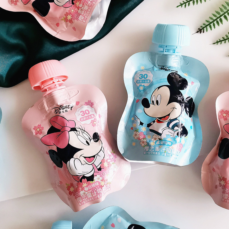 Disney Mickey and Minnie Sakura Love Juice Squeeze Jelly White Peach Flavor Grape Wedding Full Moon Return Gift Snacks