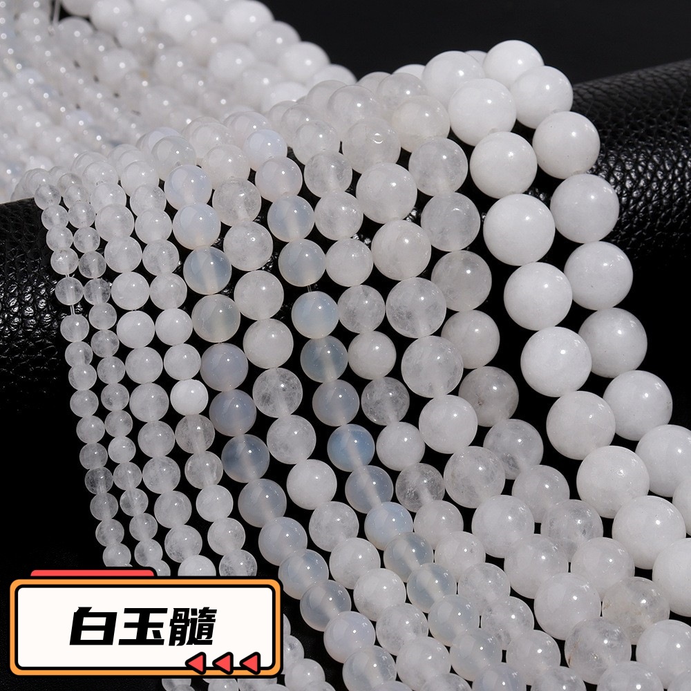 Direct Sales White Agate Bead Charm Bracelet DIY Jewelry Material Accessories Ice Agate Jade Stone