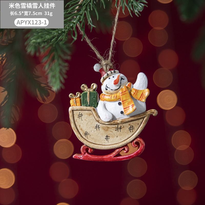 クリスマスツリー色樹脂レトロそりペンダントクリスマス装飾 diy ペンダントクリスマス雪だるま老人ペンダント|undefined