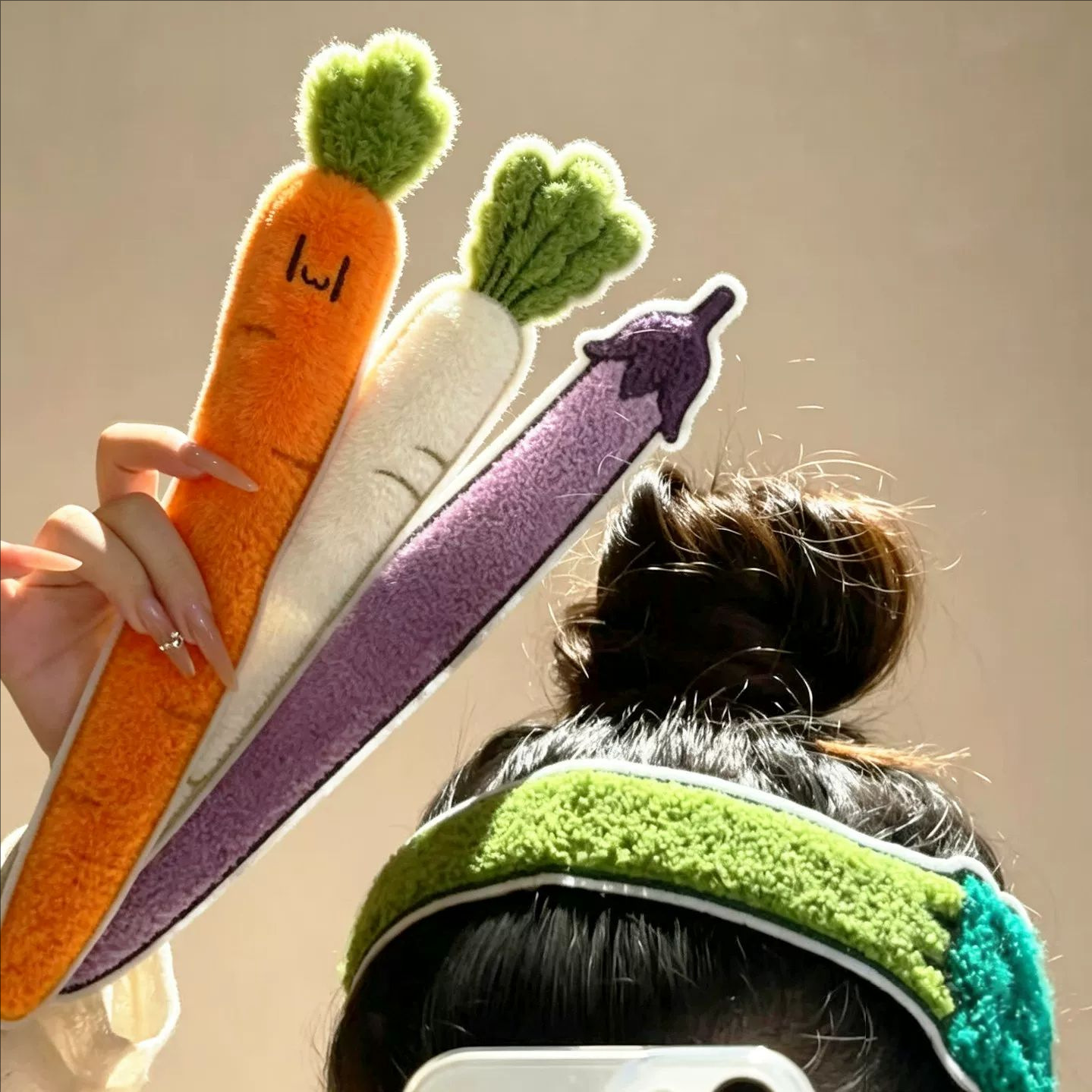 Vegetable Magic Tape Hairband for Women, Hair Styling Tool, Forehead Bangs Sticker, Extended Magic Hairband