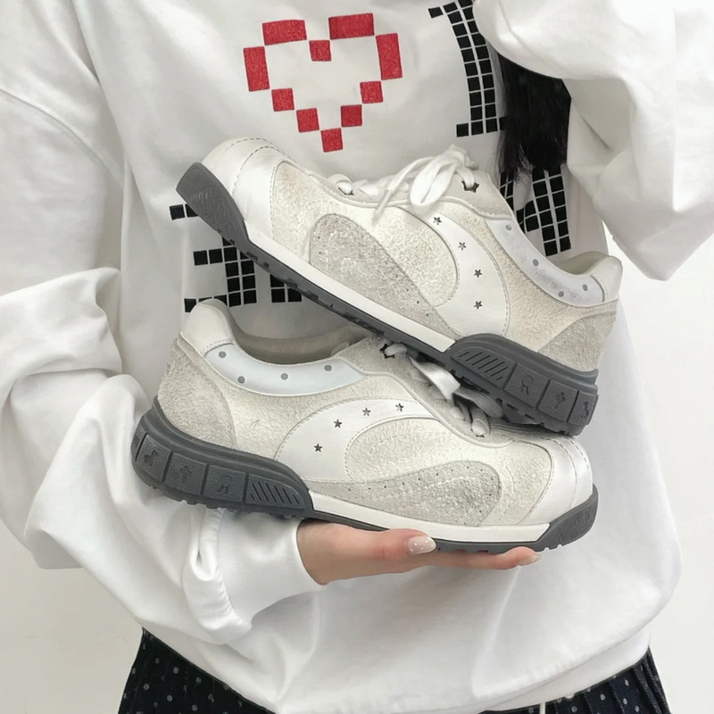 Niche Thick-Soled Dad Shoes for Women 2025 New Autum Versatile Soft-Soled Casual Sneakers Retro Star Sports Shoes