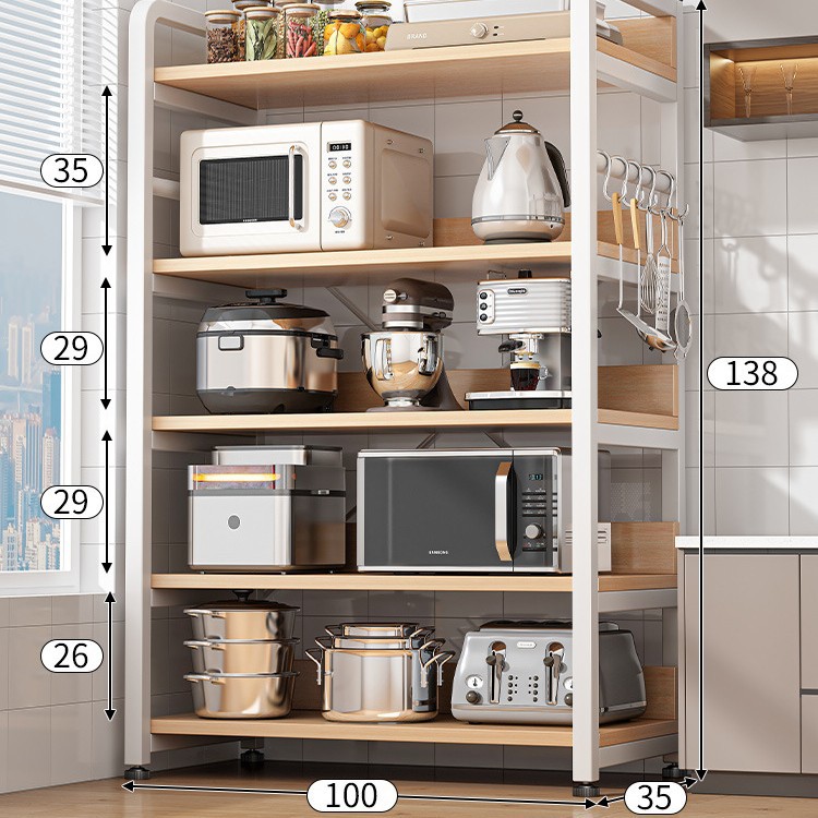 Estante de almacenamiento de cocina piso del hogar horno de microondas de múltiples capas estante simple multifuncional estante de almacenamiento