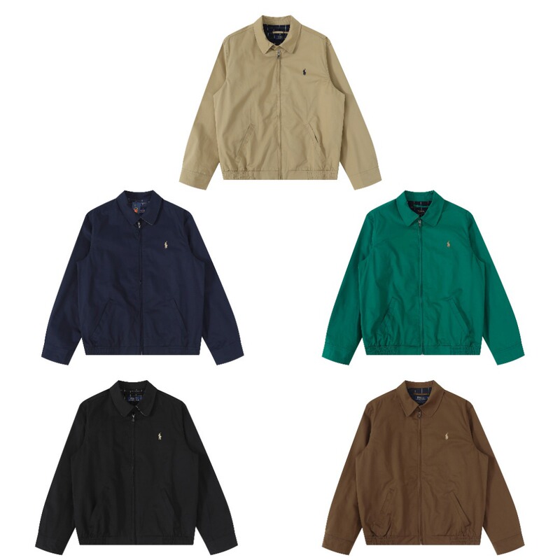 Cross-Border Rl Ralph Lauren Simple Pony Logo Embroidery Old Money Style Lapel Jacket Couple Coat Unisex Outfit