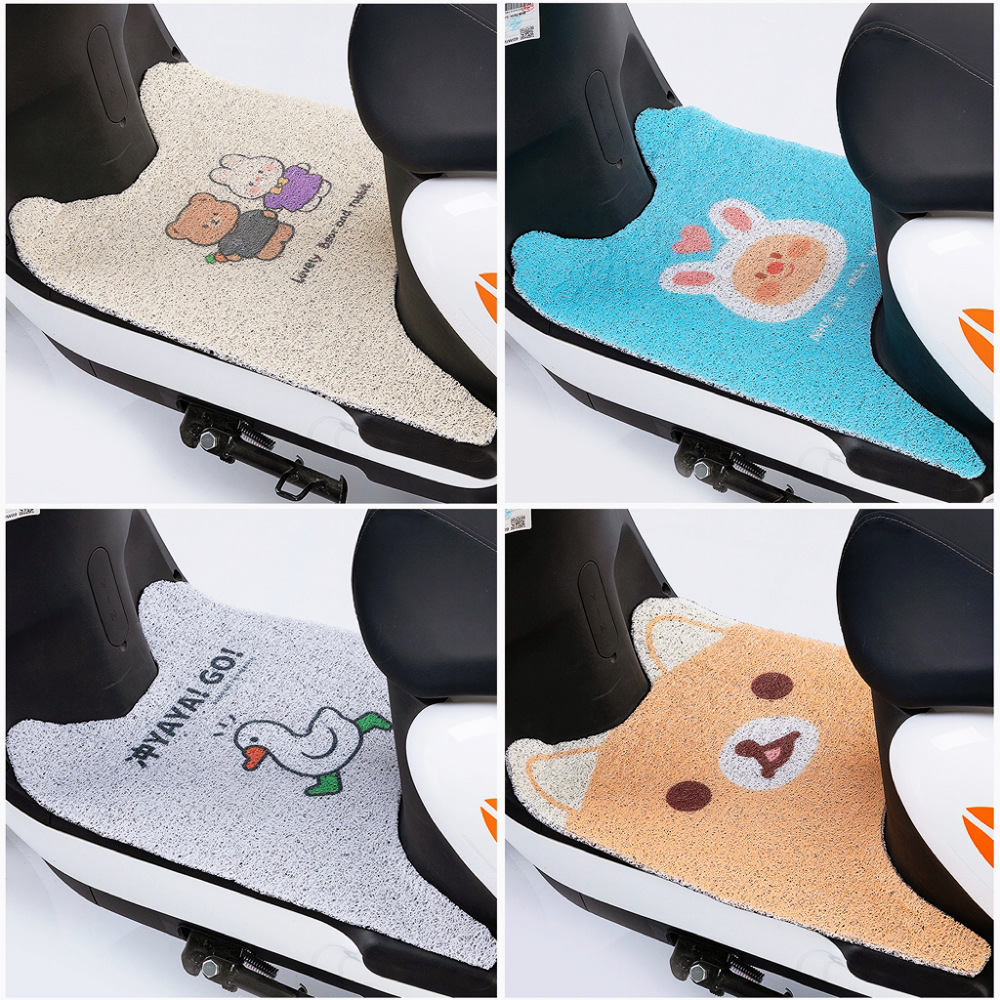 卡通通用型电动车脚踏板垫子丝圈可裁剪蹭土简约电动车防水脚垫