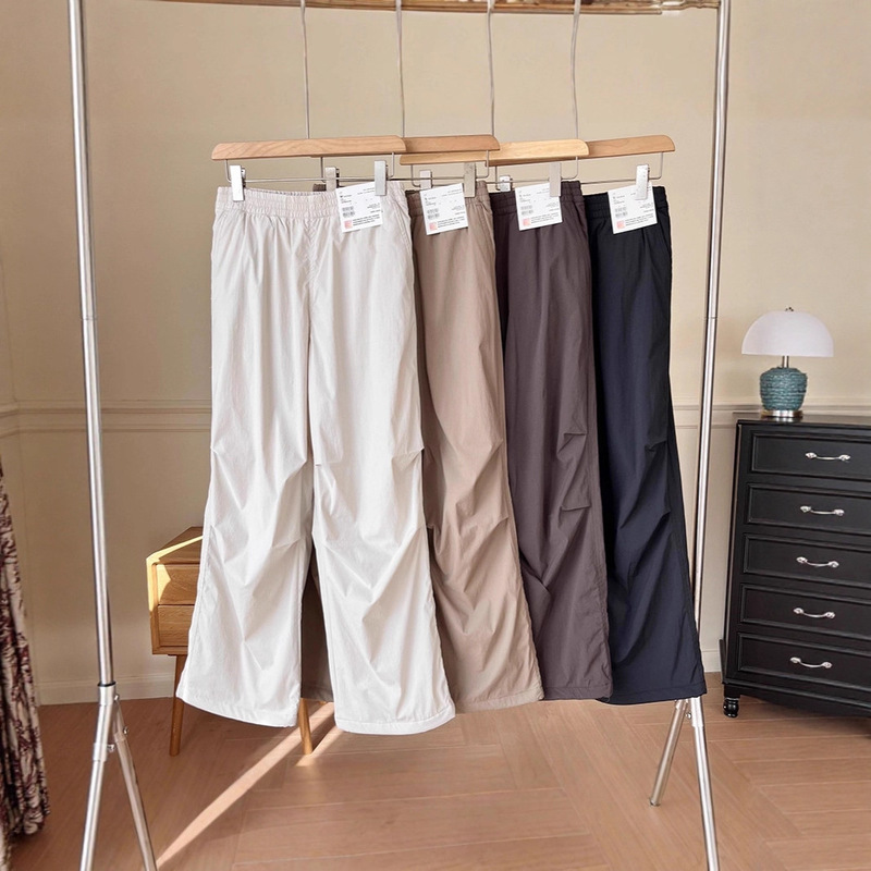 Warm Fleece-Lined Parachute Cargo Pants Autumn and Winter 2026 New Elastic High-Waisted Casual Versatile Wide-Leg Pants Women's Long Pants