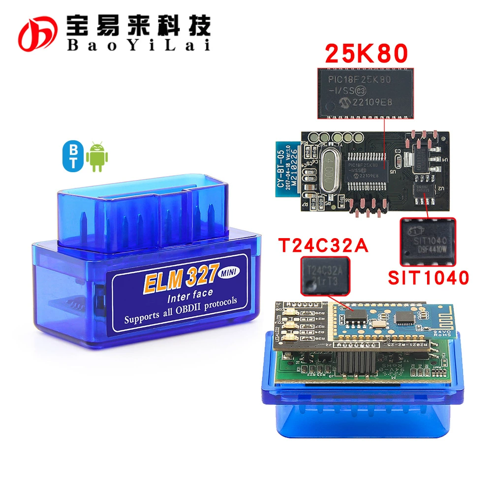 Супер OBD Elm327 Bluetooth 2.0 25K80 T24C32A OBD2 Диагностический сканер для автомобилей