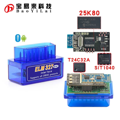 Super Obd Elm327 Bluetooth 2.0 25K80 T24C32A Obd2 Car Diagnostic Instrument