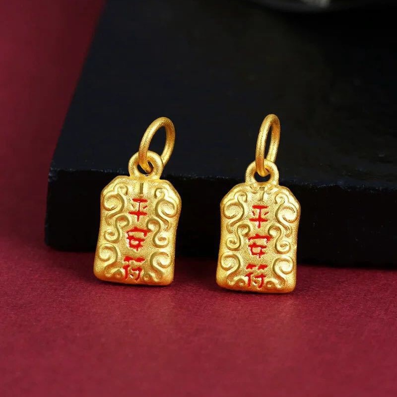 Pure Gold 999 Peace Talisman 3D Hard Gold Healthy Baby Gold Pendant Bracelet Zodiac Year Red Rope Good Luck for Men and Women