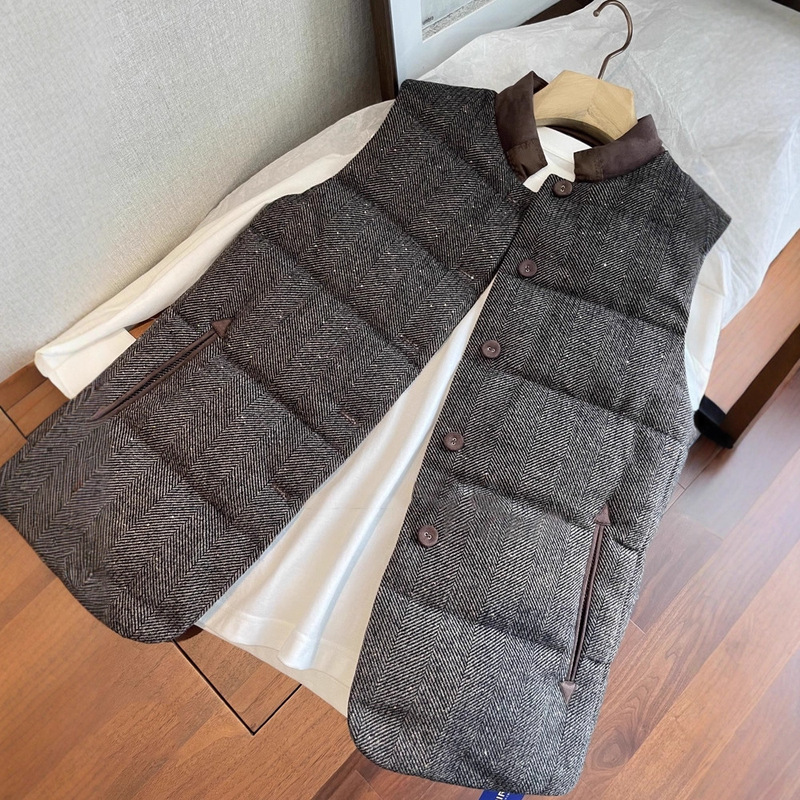 Top Luxury, Stable Original Factory Level! Retro Vintage Style ~ Herringbone Fine Glitter Cotton Vest for Women Trendy