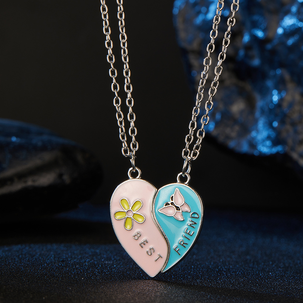 Letter, Heart Shape, Flower Pattern Cute Letter Heart Shape Flower Alloy Cable Chain Pendant Necklaces Wholesale