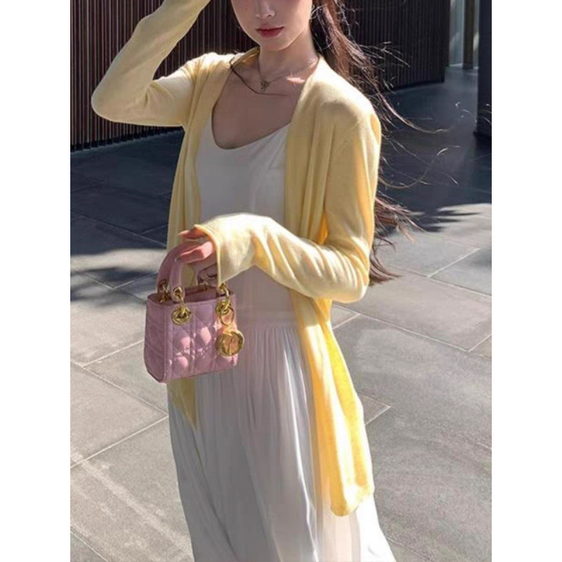 Kaning Thin Lazy Style Mid-Length Cardigan for Women 2026 Autumn and Summer New Women's Knit Jacket Top