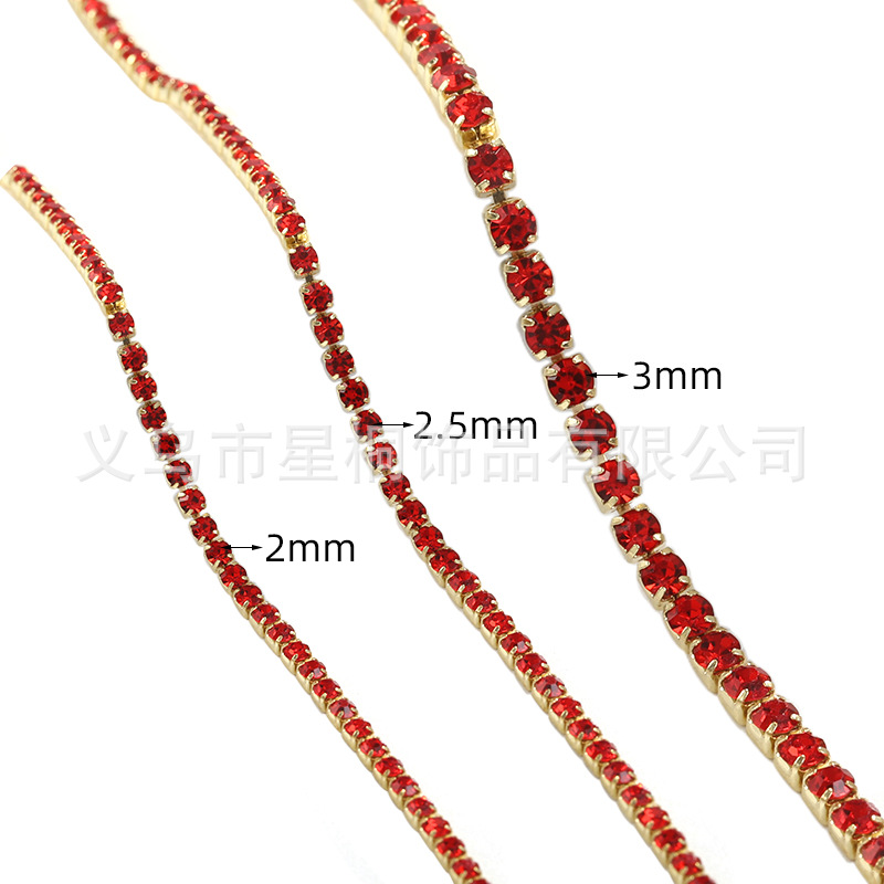 Ventas directas transfronterizas 2mm-3mm fondo de cobre color cuatro esquinas cadena de garras cadena de diamantes densa ropa de bricolaje accesorios para vestidos de novia