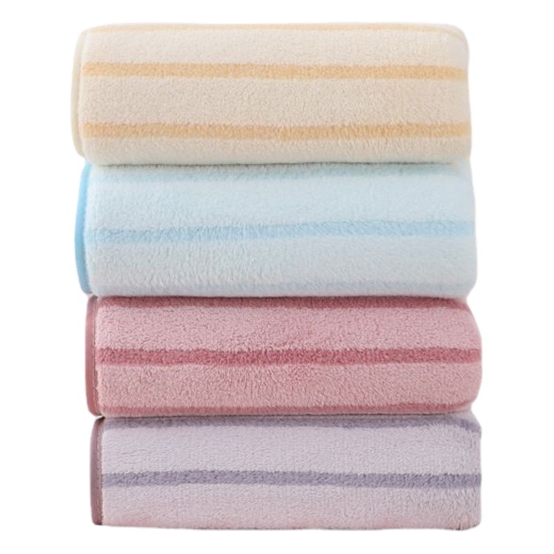 Toalla de felpa de coral de secado rápido – Para el hogar, boda, rayas absorbentes, suave