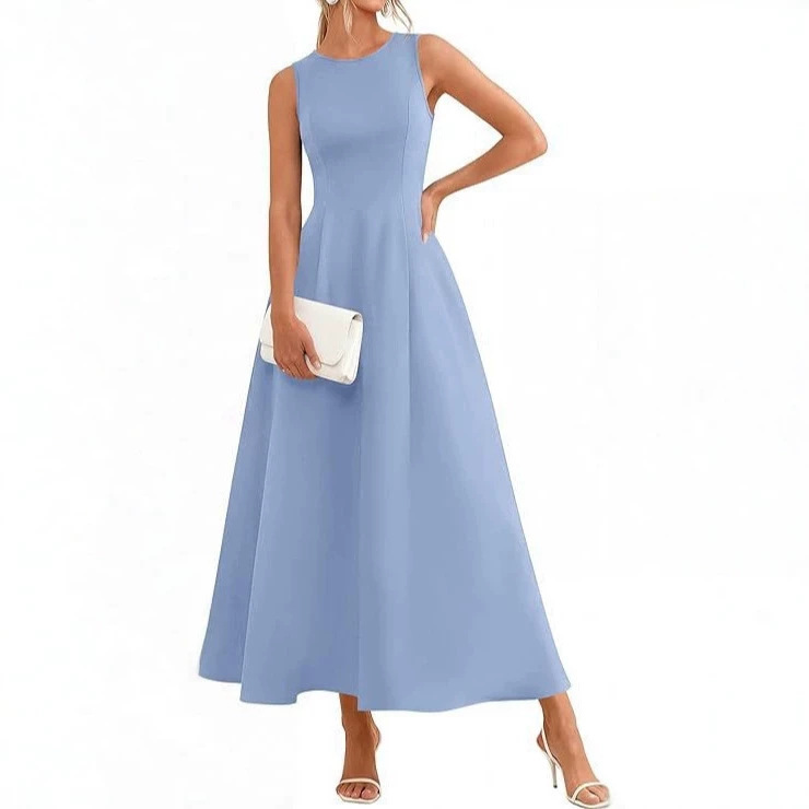 2026 Amazon Cross-Border Women's Long Slim-Fit Dress with Large Hem A-Line Long Tank Dress 2026 Amazon Cross-Border Women's Long Slim-Fit Dress with Large Hem A-Line Long Tank Dress