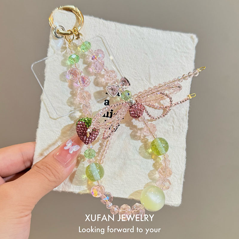 奢华闪粉仿水晶串珠手机链满天星短款手提钥匙链女款潮流手机壳挂|undefined