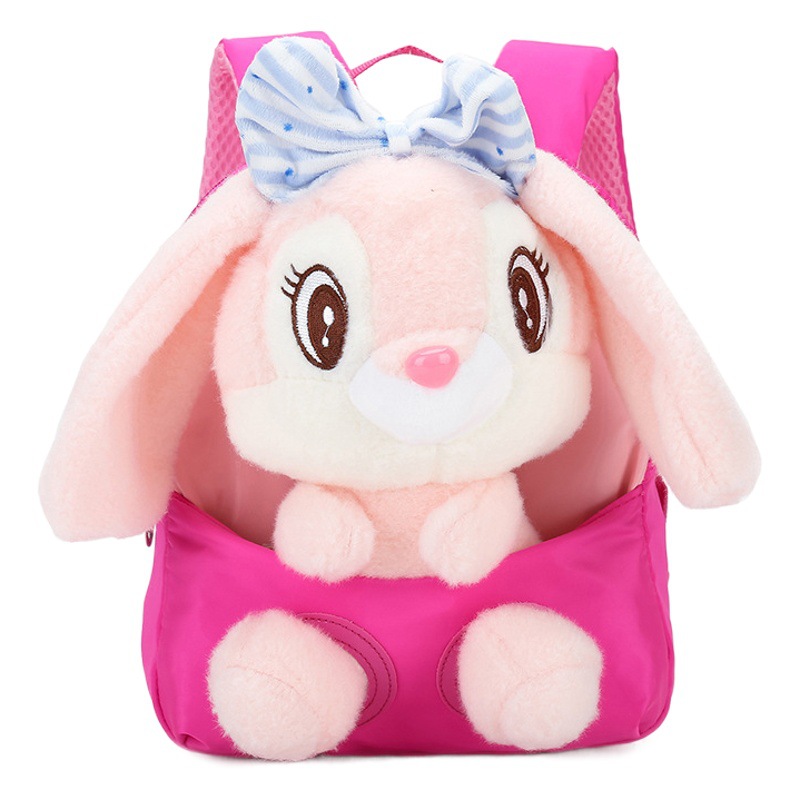 Mochila de los nuevos niños lindo conejo muñeca estudiante kindergarten schoolbag bebé creativo felpa impreso