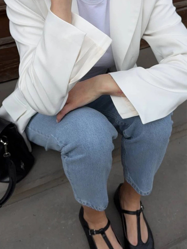 Quần jeans nữ ống đứng lưng cao phong cách thanh lịch, chất cotton nguyên chất ôm dáng — màu xanh chi tiết 23