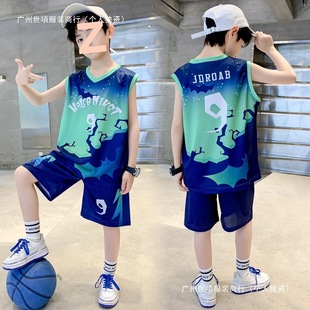 Boys Basketball Uniform Quick-Drying Suit Baby Sleeveless Vest Summer Clothing Kidsren Boys Summer Sports Jersey for Middle and Large Kidsren