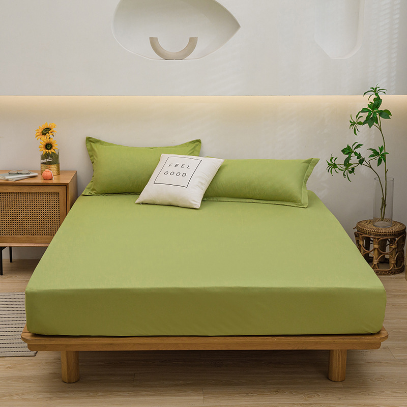 Cama de color sólido una sola pieza de algodón lavable japonés cubierta de cama a prueba de polvo todo incluido colchón cubierta de protección dormitorio doméstico moderno y simple