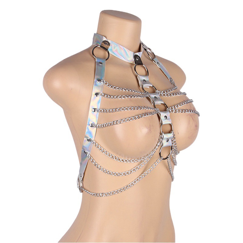 Transfronterizo europeo y americano moda metal cadena ropa joyería vinculante láser hueco chaleco superior sexy cuerpo cadena