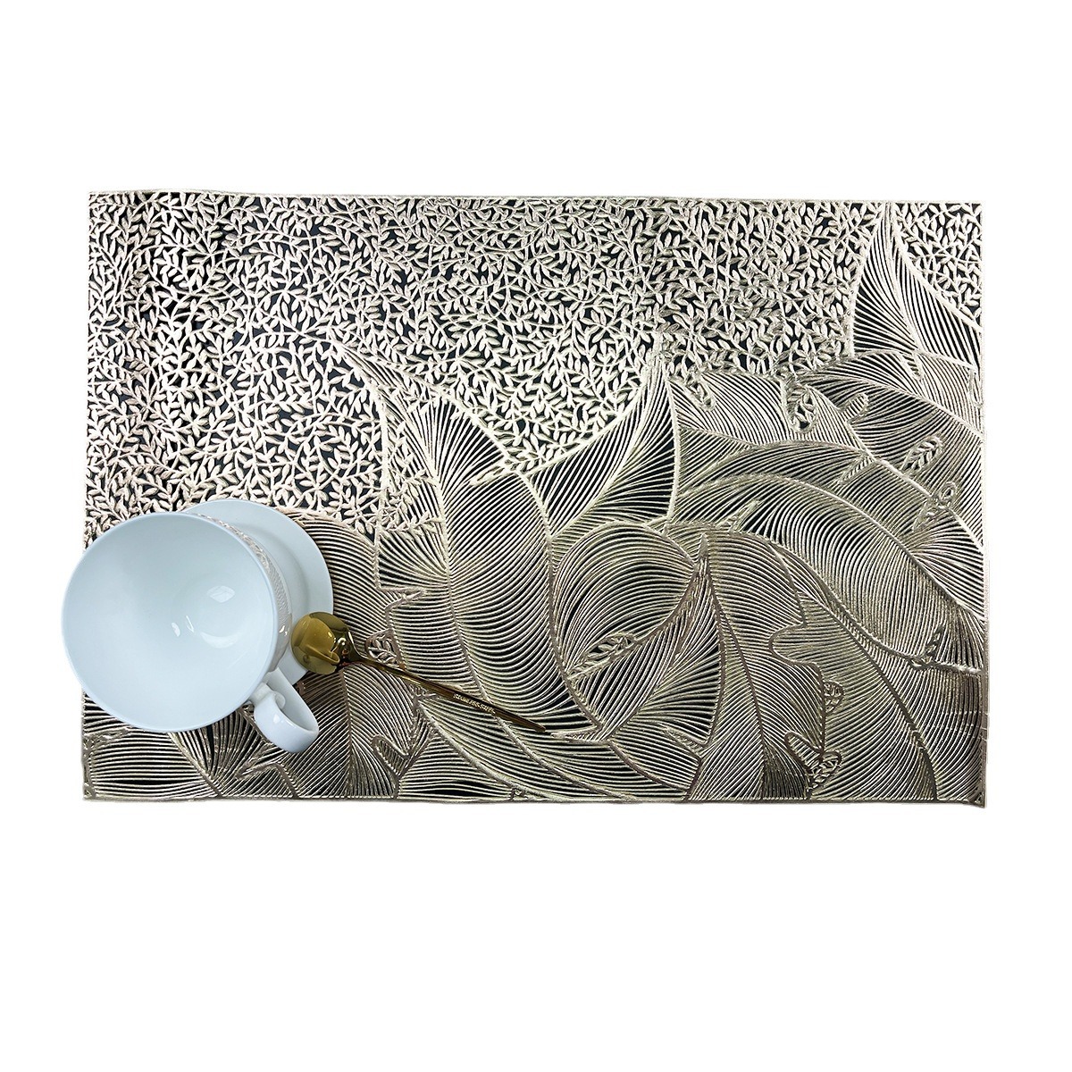 Hoja hueco almohadilla de mesa PVC almohadilla de mesa nórdica aislamiento térmico almohadilla de mesa de oro almohadilla de mesa de taza europea almohadilla de mesa occidental