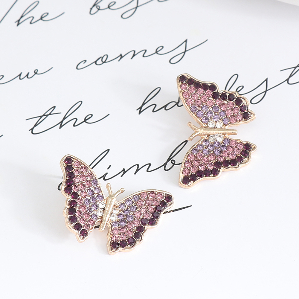 Retro Butterfly Alloy Rhinestone Women's Ear Studs 1 Pair display picture 4