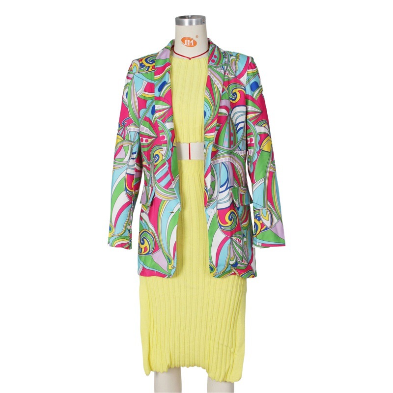 Comercio electrónico transfronterizo europeo y americano fábrica de fuentes de ropa de mujer Amazon europeo y americano de la moda de la ropa de mujer impresa Chaqueta de traje de mujer