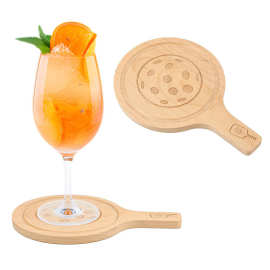 木制餐垫皮克球拍造型杯垫带手柄足球托盘酒杯垫桦木桌面隔热垫