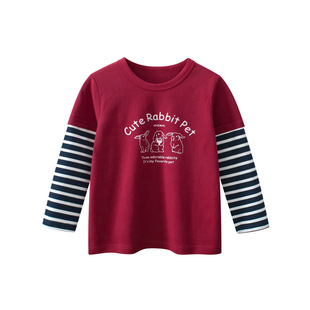 27home spring children's clothing wholesale women's bottoming shirt baby clothes children's long sleeve T-shirt fake two-piece cross-border supply