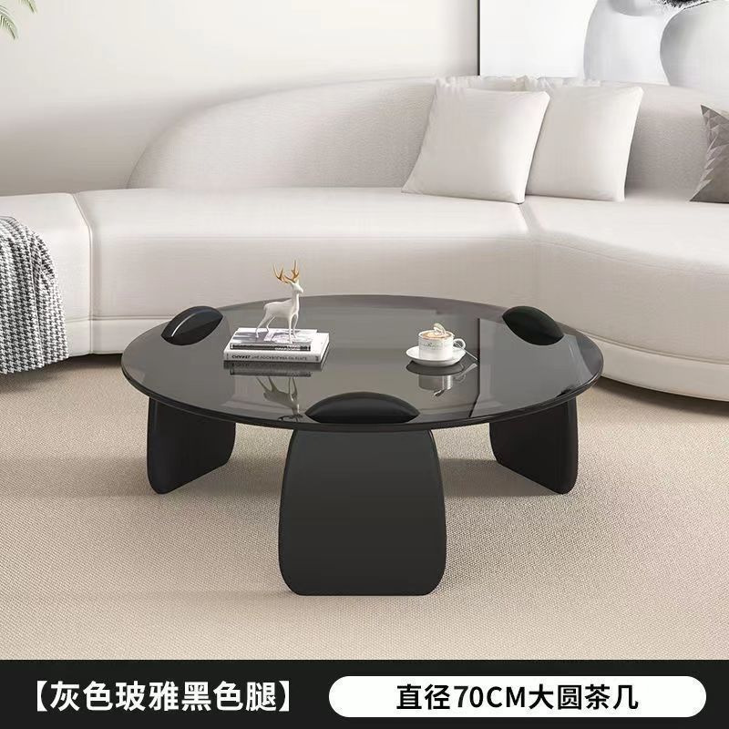 圆形茶几客厅家用小户型轻奢现代茶桌简约创意钢化玻璃茶几桌组合|undefined