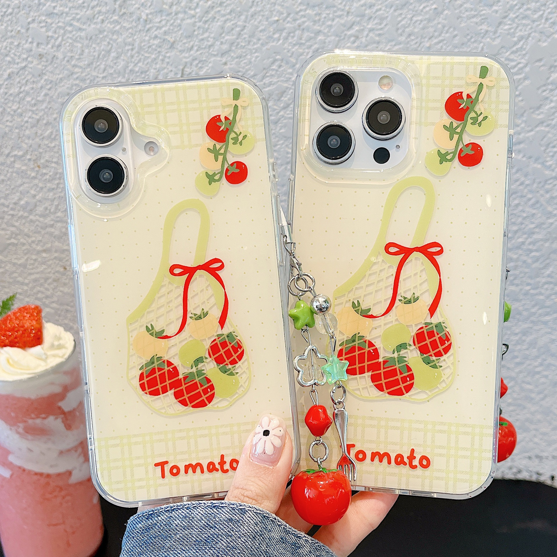 Bolsa de frutas simple de verano para Apple 16ProMax funda para teléfono 15/14 Nuevo colgante 15Pro 13 Pareja 16