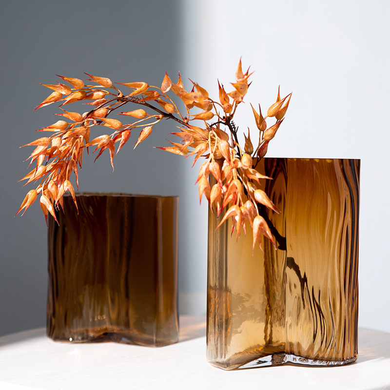 Modern amber tree pattern creative square book colorful vase desktop hydroponic fresh flowers glass vase decoration