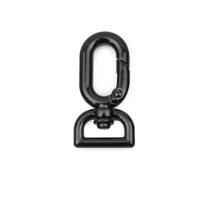 En stock bolsa de ropa hardware gancho hebilla aleación de zinc colgante chapado D cola en forma de huevo hebilla bolsa con cadena hebilla de resorte de metal