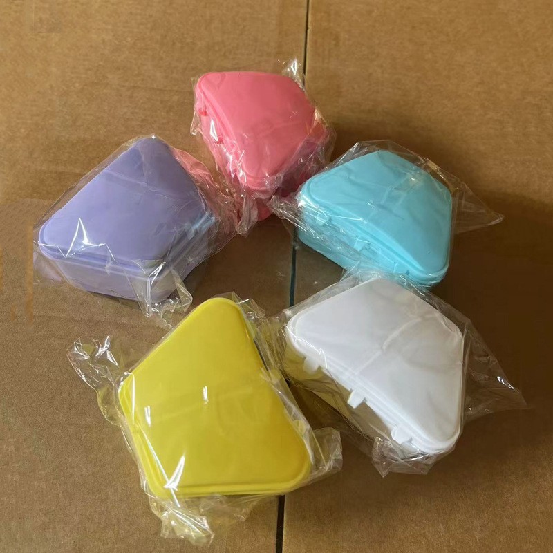 Dental caja de dientes de color caja trapezoidal caja de almacenamiento de dientes titular caja de dentadura caja corrector caja de dientes caja de tirantes