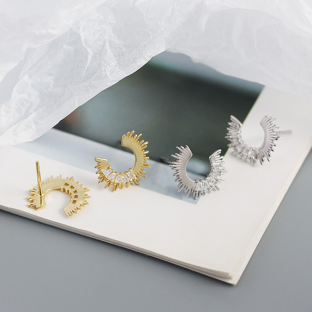 Fashion Geometric Sterling Silver Zircon Ear Studs 1 Pair