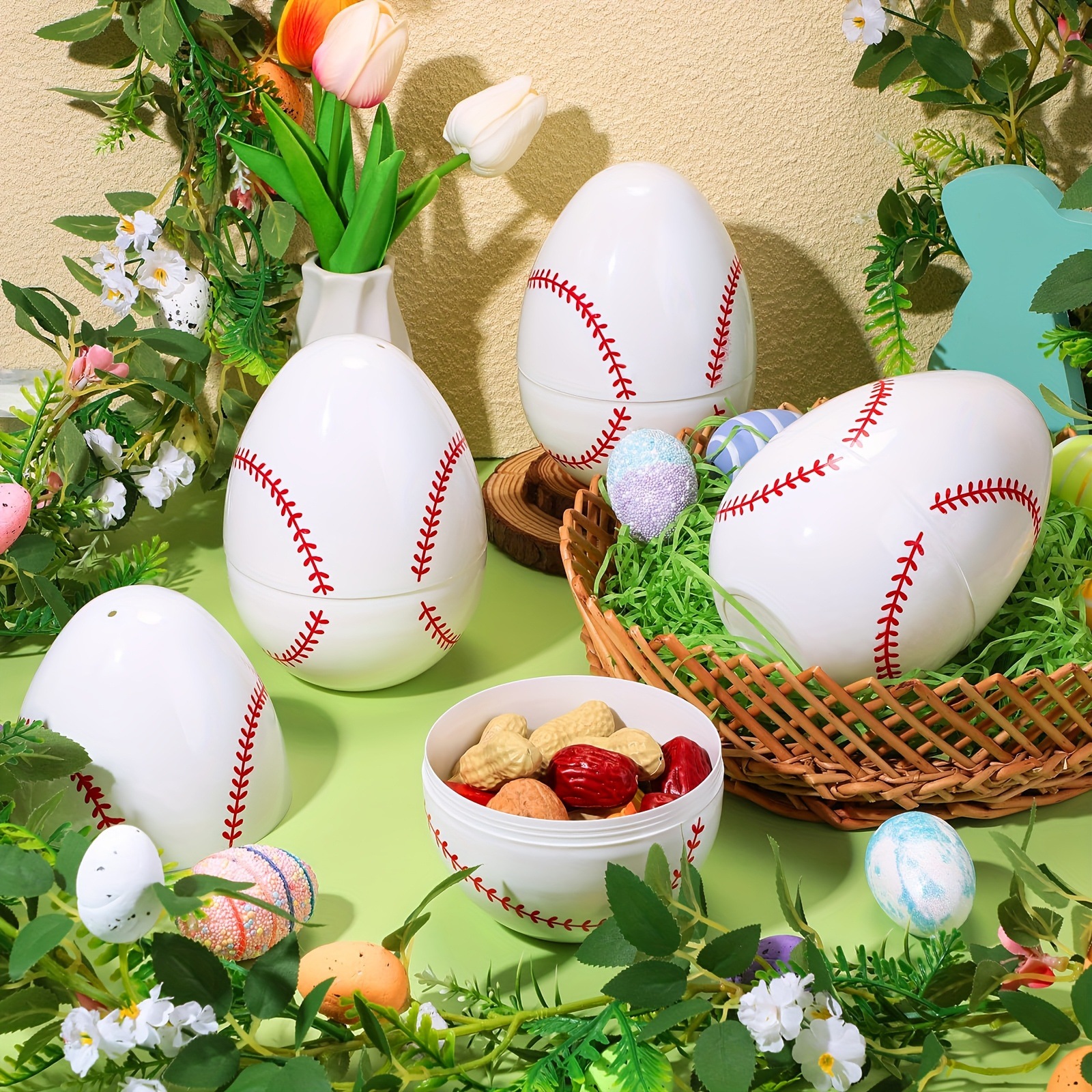 Nuevos huevos de Pascua de 15 cm abiertos transfronterizos, patrones de fútbol, béisbol, huevos de resurrección para niños