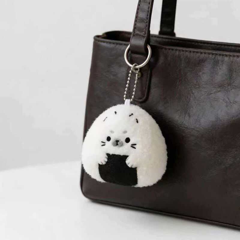 Rice Ball Seal Plush Pendant, Cute Girly Backpack Decoration, Healing-Style Small Doll Keychain