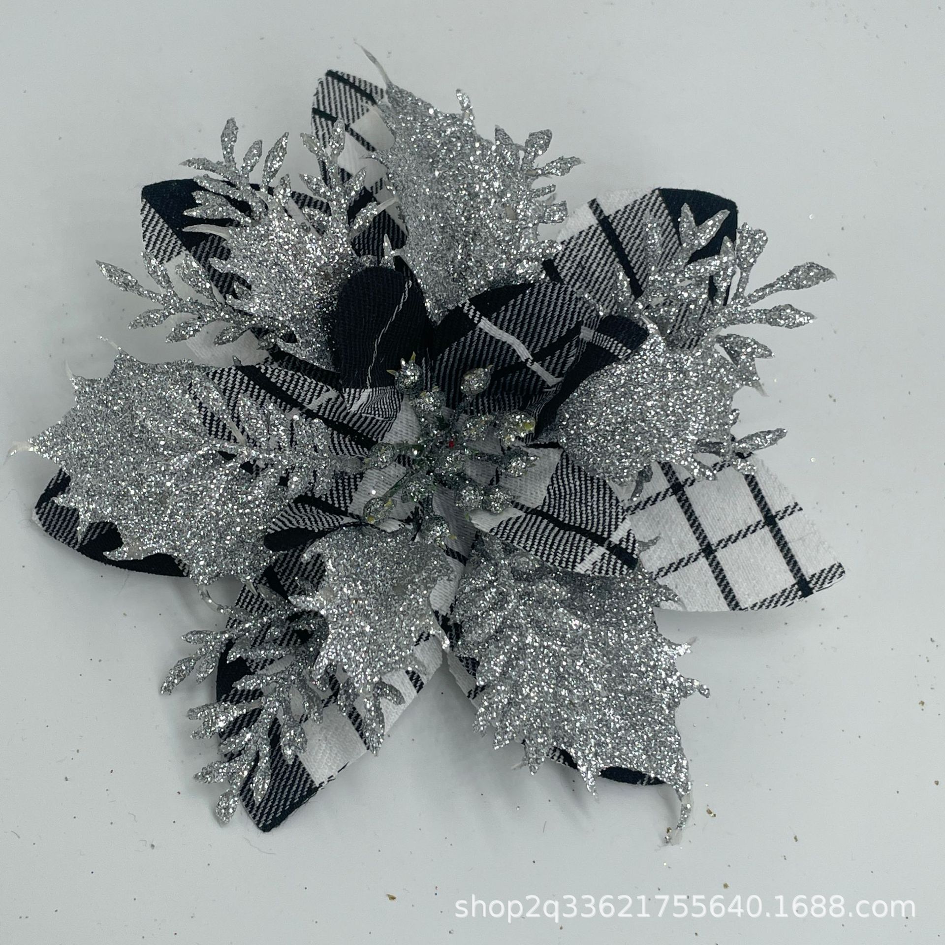 Flores de oro rosa transfronterizas 14cm nuevas flores de Navidad decoraciones de Navidad accesorios de guirlandas de Navidad image 8
