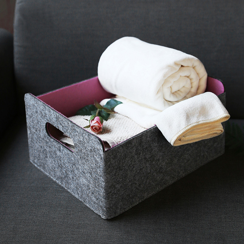 廠家批發毛氈收納筐客廳桌面整理置物筐家用旅行毛氈收納袋